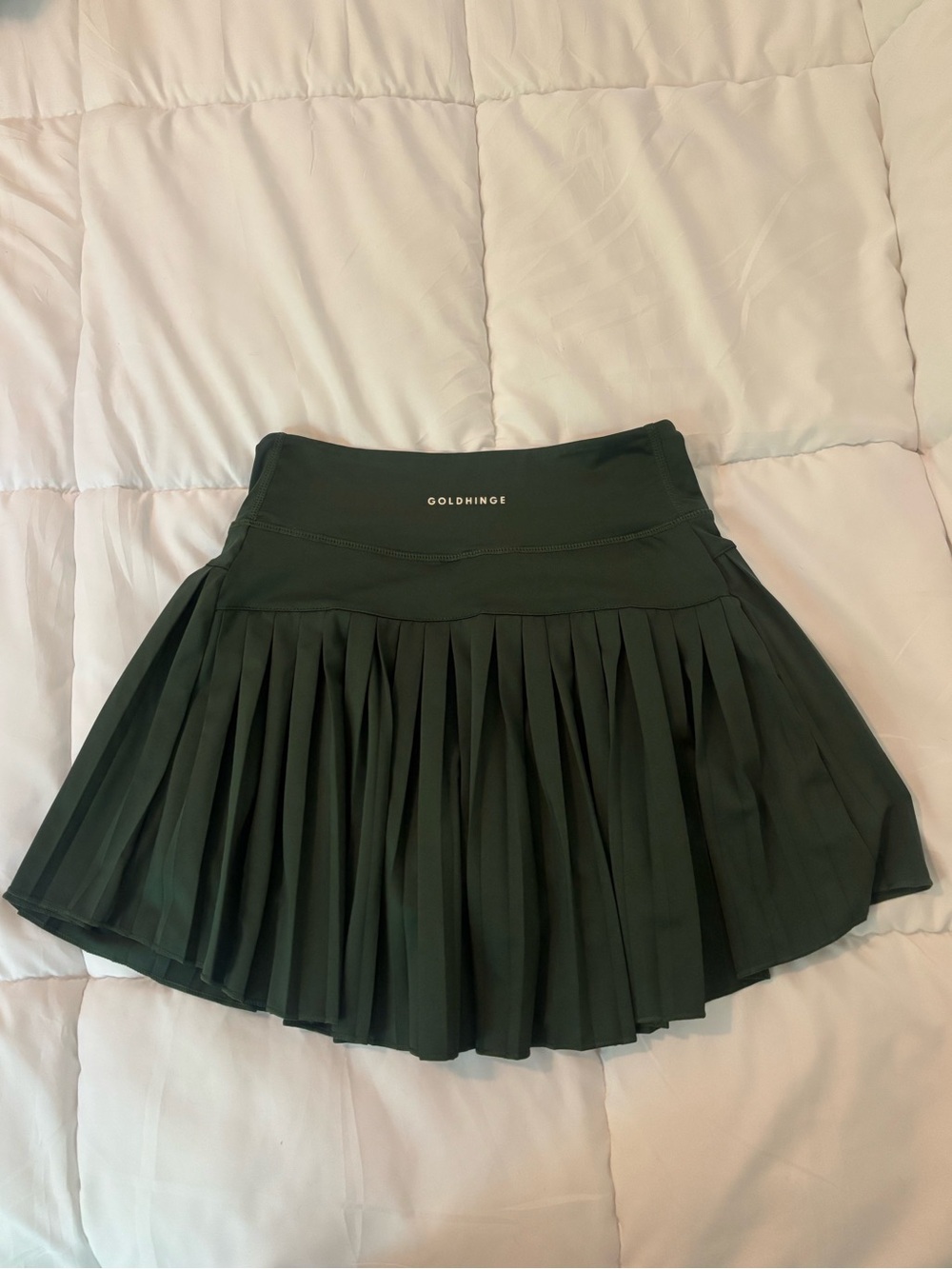 Goldhinge Forest Green Pleated Mini Skirt - Picture 2 of 4